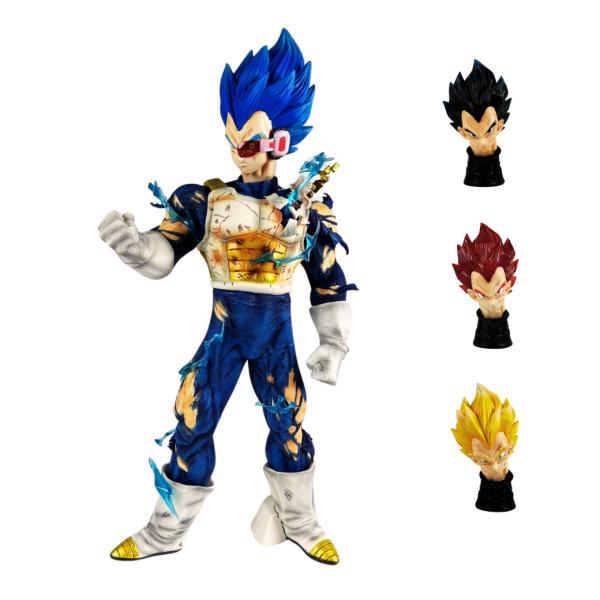 👑 Figura de Vegeta 4 Transformaciones – Dragon Ball, 45 cm, Edición Premium con Cabezas Intercambiables