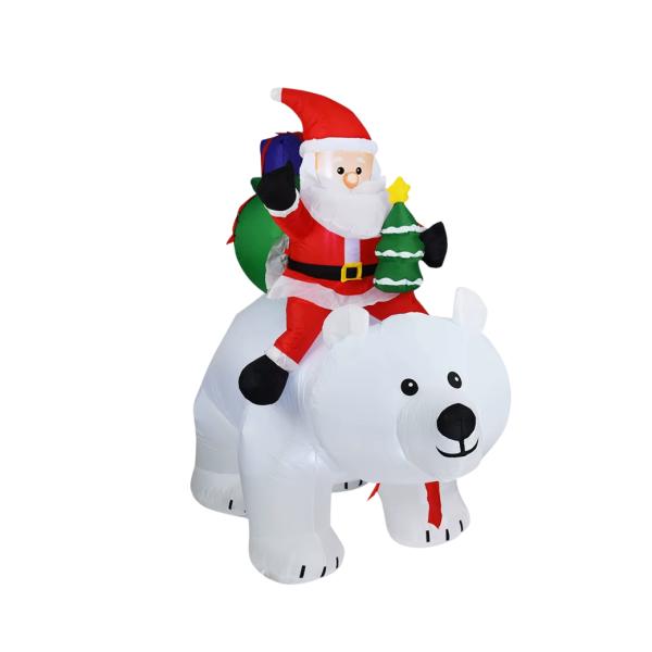 Inflable Santa Montando Oso Polar
