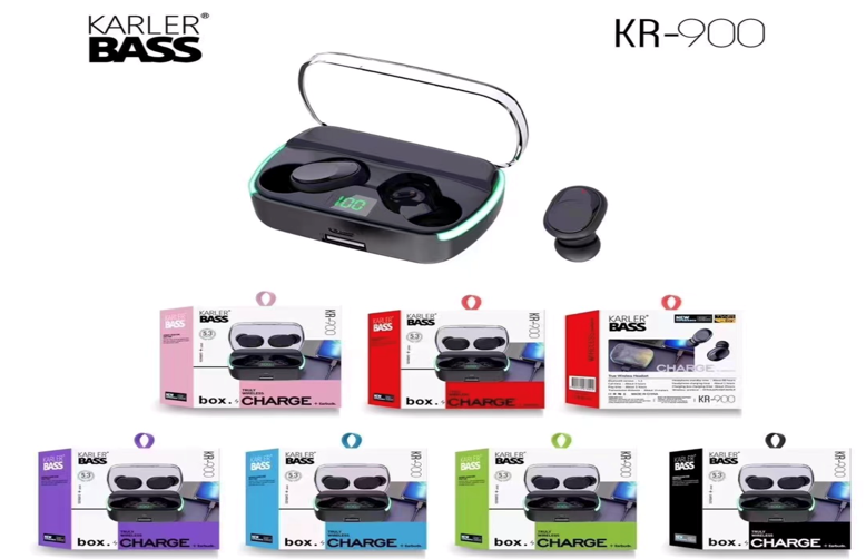 Audífonos Bluetooth BOX Charge CON Display LED Modelo KR-900 Karler Negro