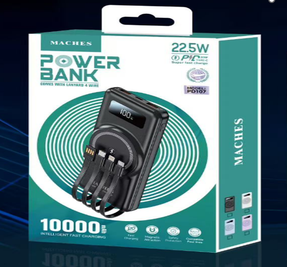 Power Bank PD107 10000MAH Carga Rápida 22.5W Negro