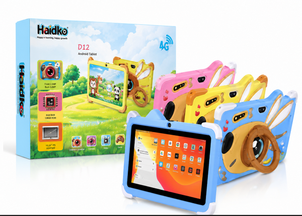 Tablet Infantil D12 8GB RAM + 128GB Android 14 CON Funda Protectora Azul