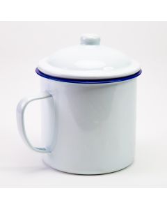 Jarra Loza Blanca Con Tapa 12cm