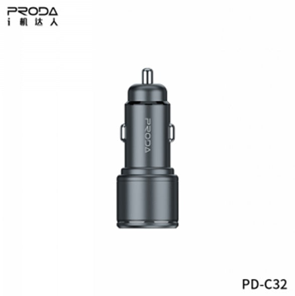 Cubo Carro Usb+Tipo C Modelo Pd-C32 Proda Gris