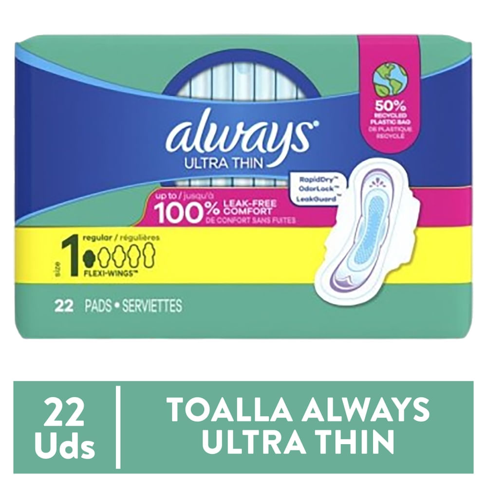 Toallas Femeninas Always Ultra Thin - 22 Uds