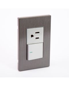 Interruptor Troen CON Toma Corriente Gris Mate