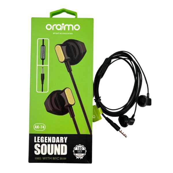 Audifonos Manos Libres CON Cable Stereo MP3 Oraimo O Realme AK-72 Negro