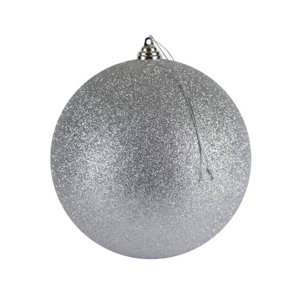 Bola De Navidad Plateada Escarchada 15Cm