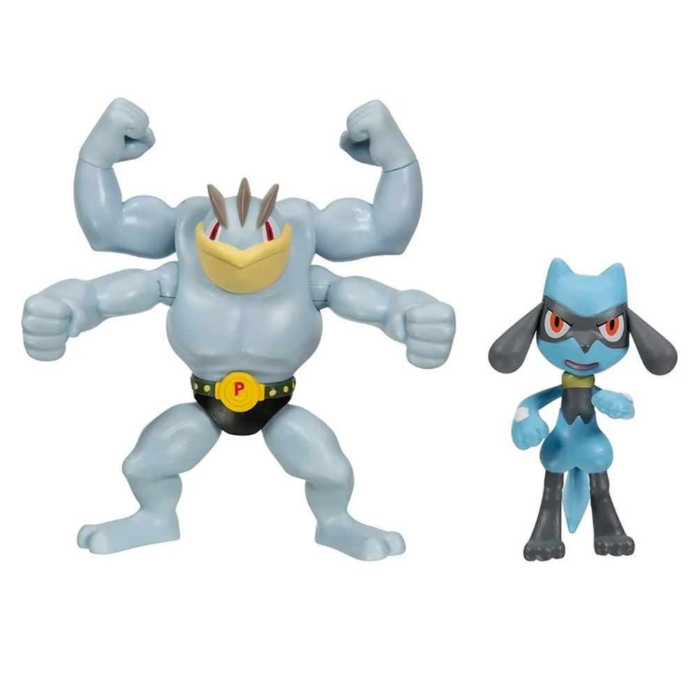 Pack De Figuras Pokémon Machamp Y Riolu - 2 Pzas
