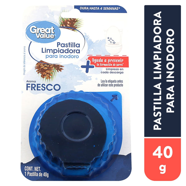 Pastilla Inodoro Great Value Azul Ayuda A Prevenir La Formación De Sarro - 40 G