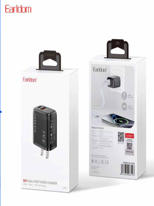 CARGADOR RÁPIDO DOBLE PUERTO EARLDOM ES-US10 35W