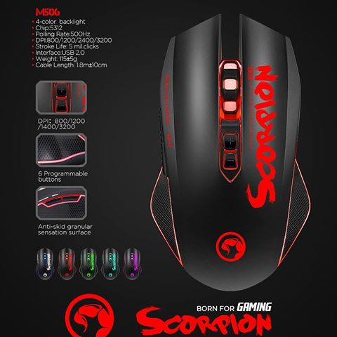 MOUSE LINEA SCORPION M506 MARVO NEGRO / VERDE