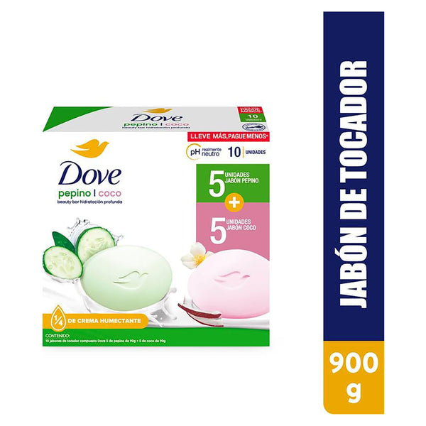 Jabon Corporal Dove Pepino Y Coco 10 Pack - 900 G