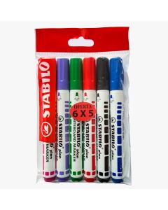 Marcador Pizarra Stabilo Redondo Blister 6x5 Colores Surtidos