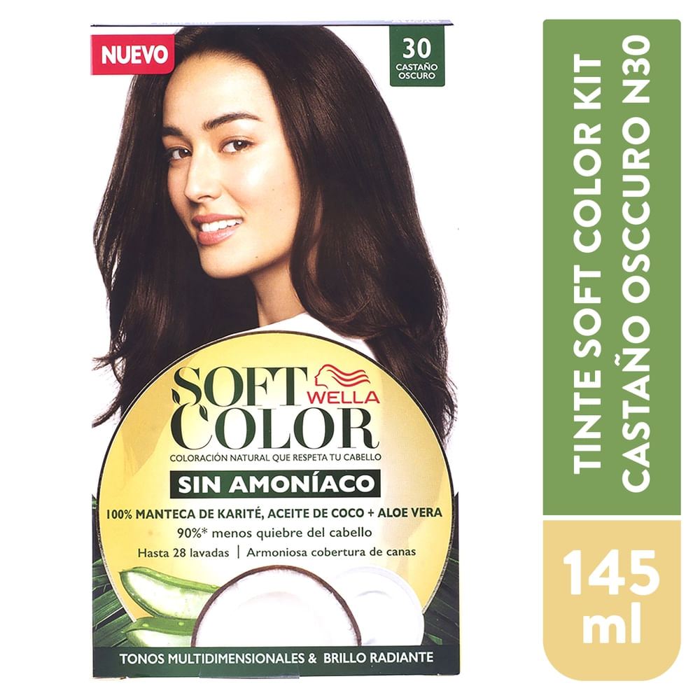 Tinte Para Cabello Soft Color Sin Amoniaco Tono No.30 Castaño Oscuro - 145 Ml