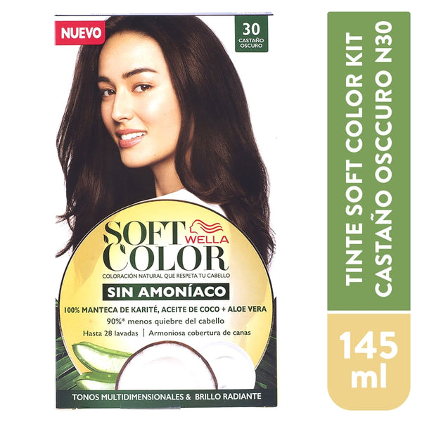 Tinte Para Cabello Soft Color Sin Amoniaco Tono No.30 Castaño Oscuro - 145 Ml