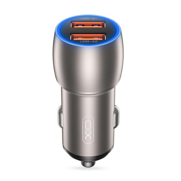 Cubo Cargador Para Carro 2 Usb Usbqc3.0 Modelo Cc52 36W Xo Gris