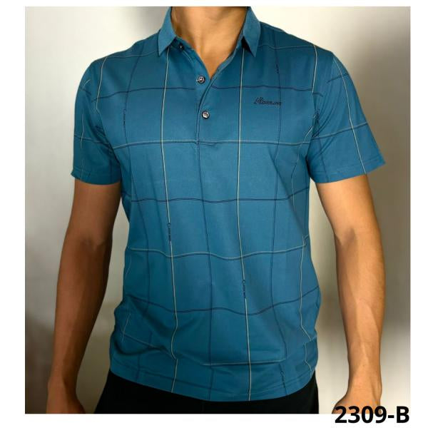 Camisa Cuello Polo Azul Claro Tela Fria Xs