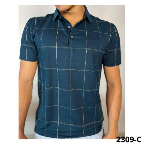 Camisa Cuello Polo Azul Oscuro Tela Fria Xs