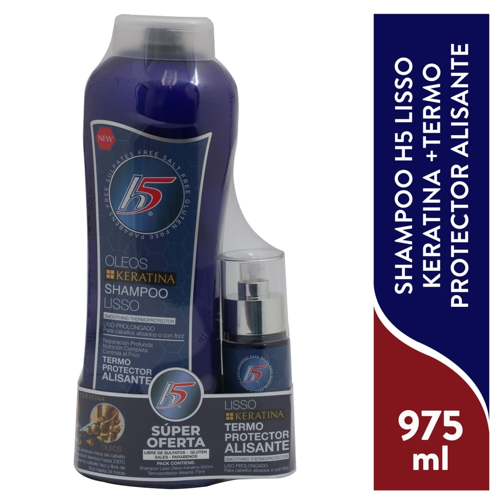 Shampoo Y Termoprotector H5 Lisso Keratina - 975 Ml