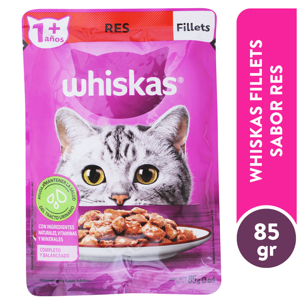 Alimento Húmedo Whiskas Para Gato Adulto Sabor Res - 85 G