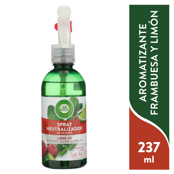 Aromatizante Air Wick Spray Frangancia Frambuesa Limón - 237 Ml