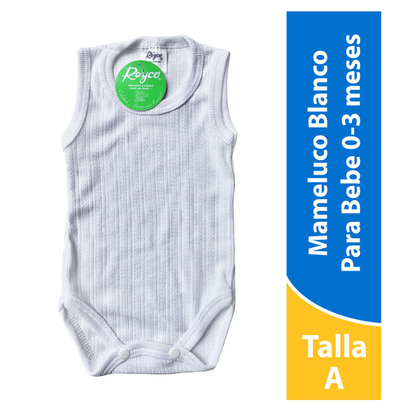 Body Para Bebé Reyco Unisex, Color Blanco Talla 0-3 Meses