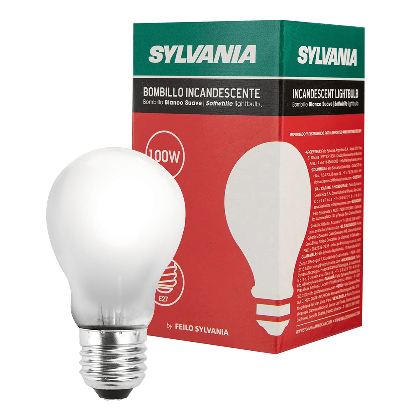 Bombillo Incandescente Sylvania,100w Opaco Rosca E27 -und