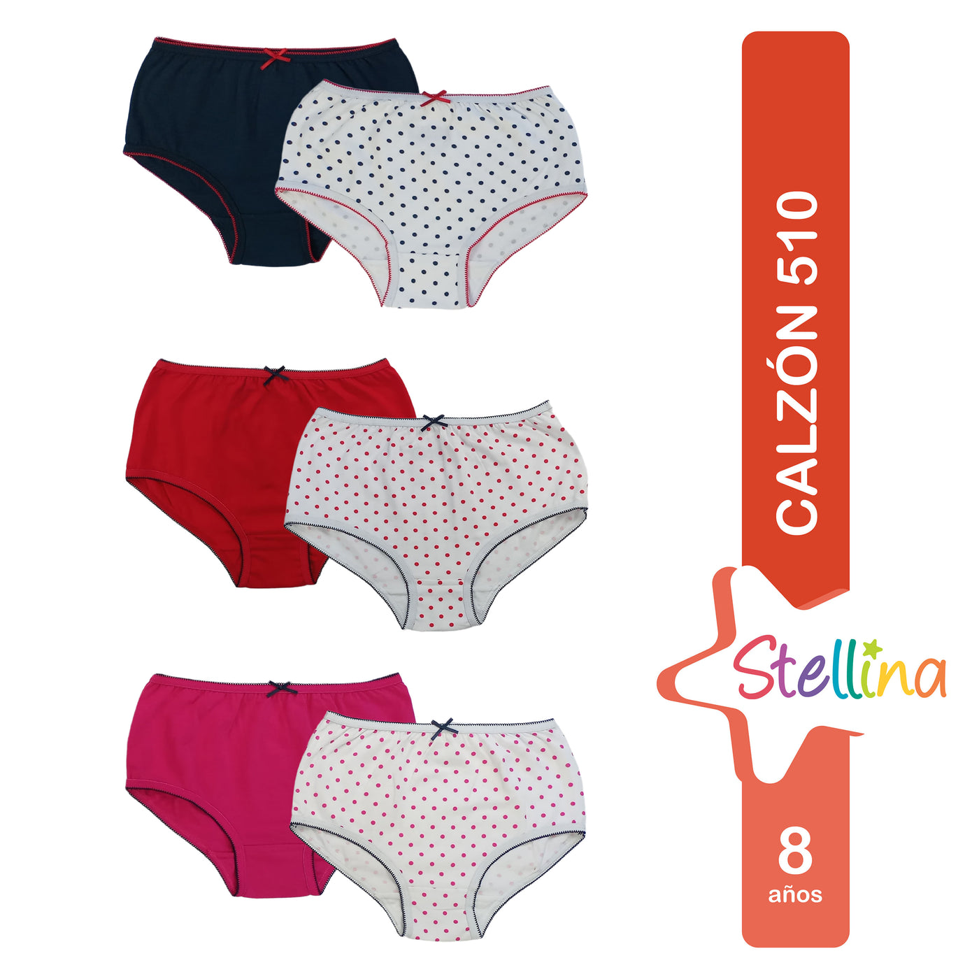 Calzon Stellina, Para Niña Talla 8 -2 Uds