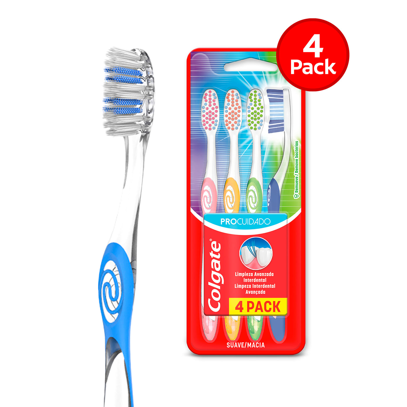 Cepillo De Dientes Colgate, Pro Cuidado 4 Pack