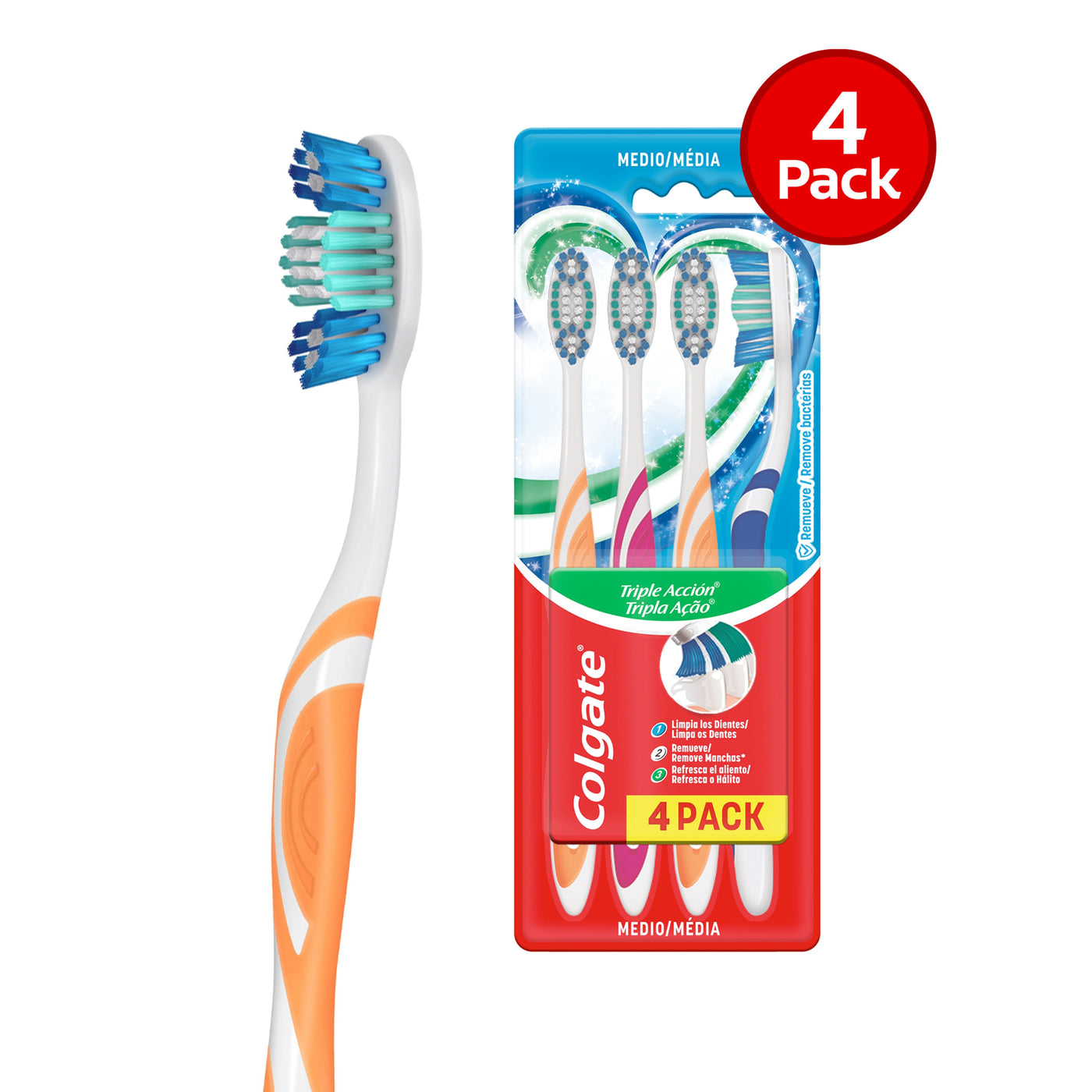 Cepillo De Dientes Colgate Triple Acción, 4 Pack