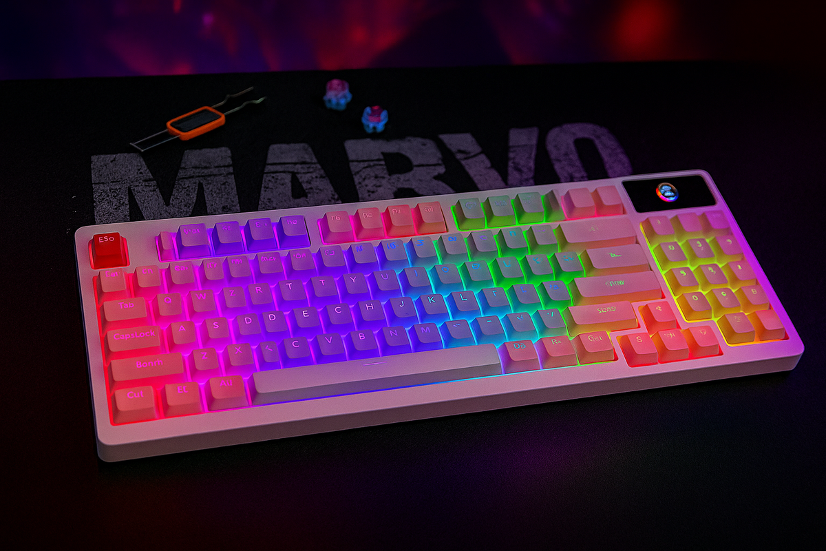 ✨ Teclado Mecánico Gamer Marvo KG972W– RGB, Hot-Swap y Triple Conexión