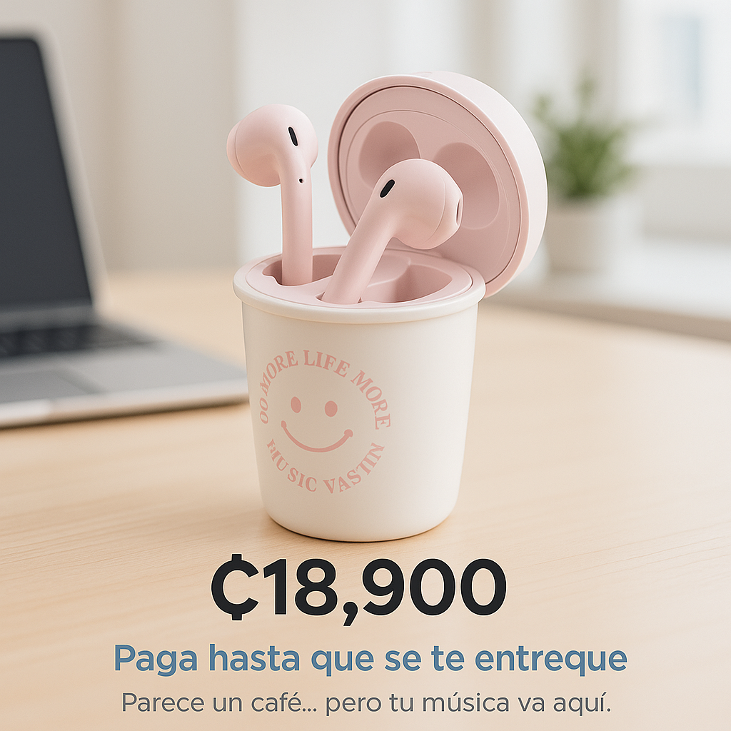 Audífonos Inalámbricos con Estuche en Forma de Taza