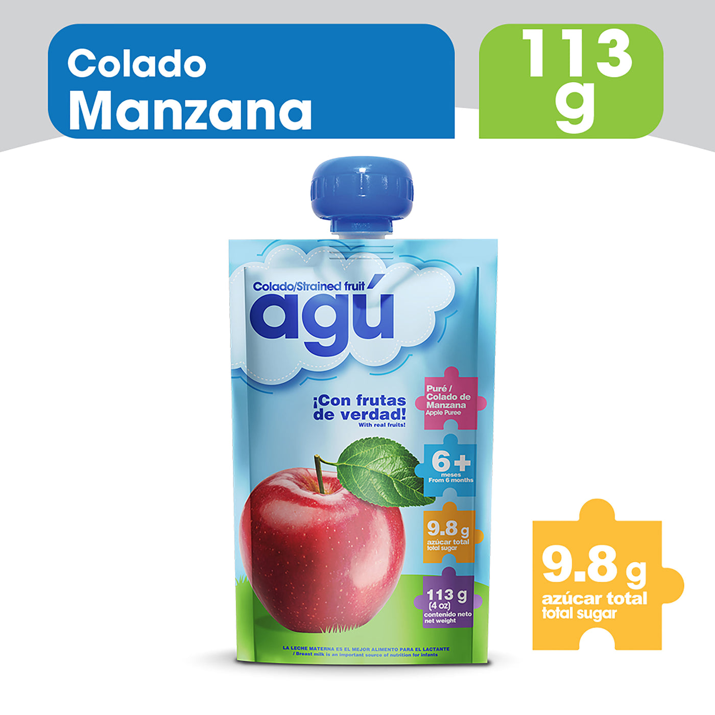 Colado Agú Para Bebé Sabor Manzana - 113 G