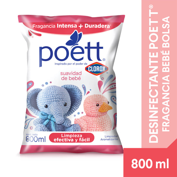 Desinfectante Multiusos Poett, Fragancia Suavidad De Bebé Bolsa - 800ml
