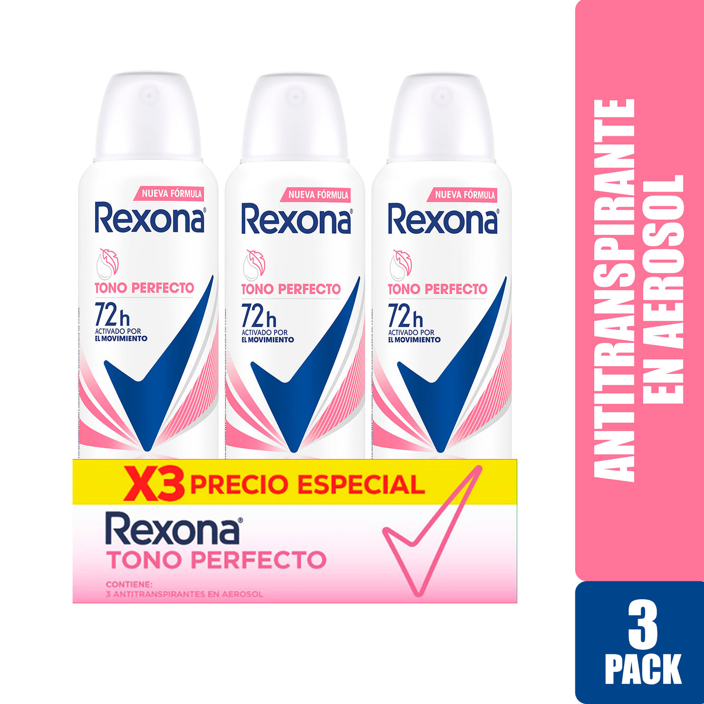Desodorante Rexona Dama Tono Perfecto En Aerosol 3 Pack - 150 Ml