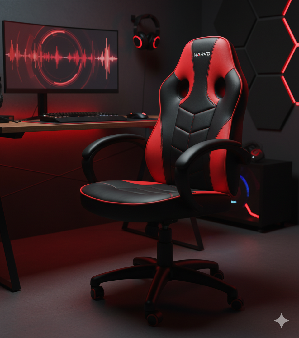 Silla Gamer Marvo (Modelo CH-308) | Roja y Negra de Alta Resistencia