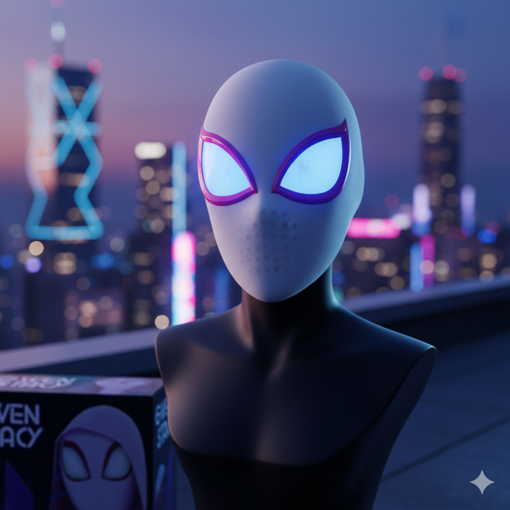 Máscara de Spider-Gwen con Ojos LED Luminosos | Cosplay Spider-Verse