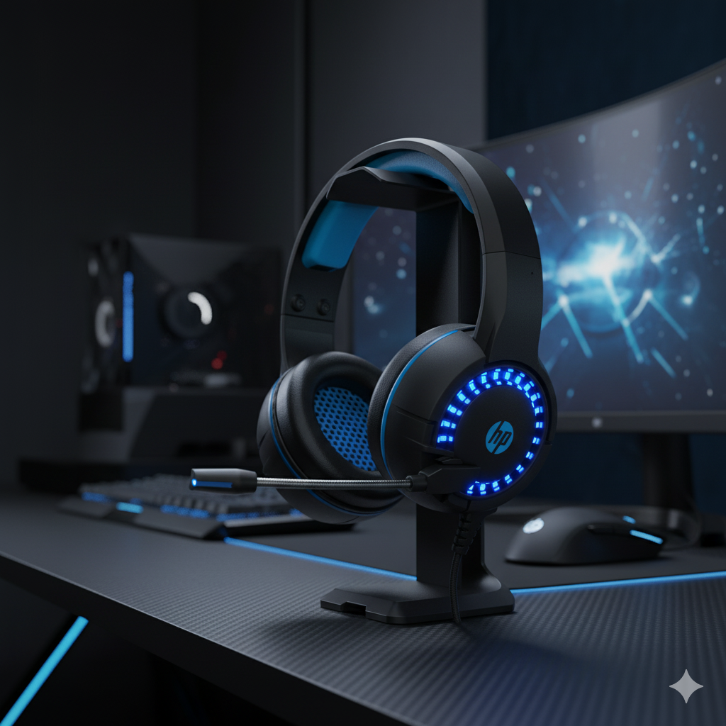 Audífono HP Gamer (Modelo DHE-8011UM) | Luz LED Azul
