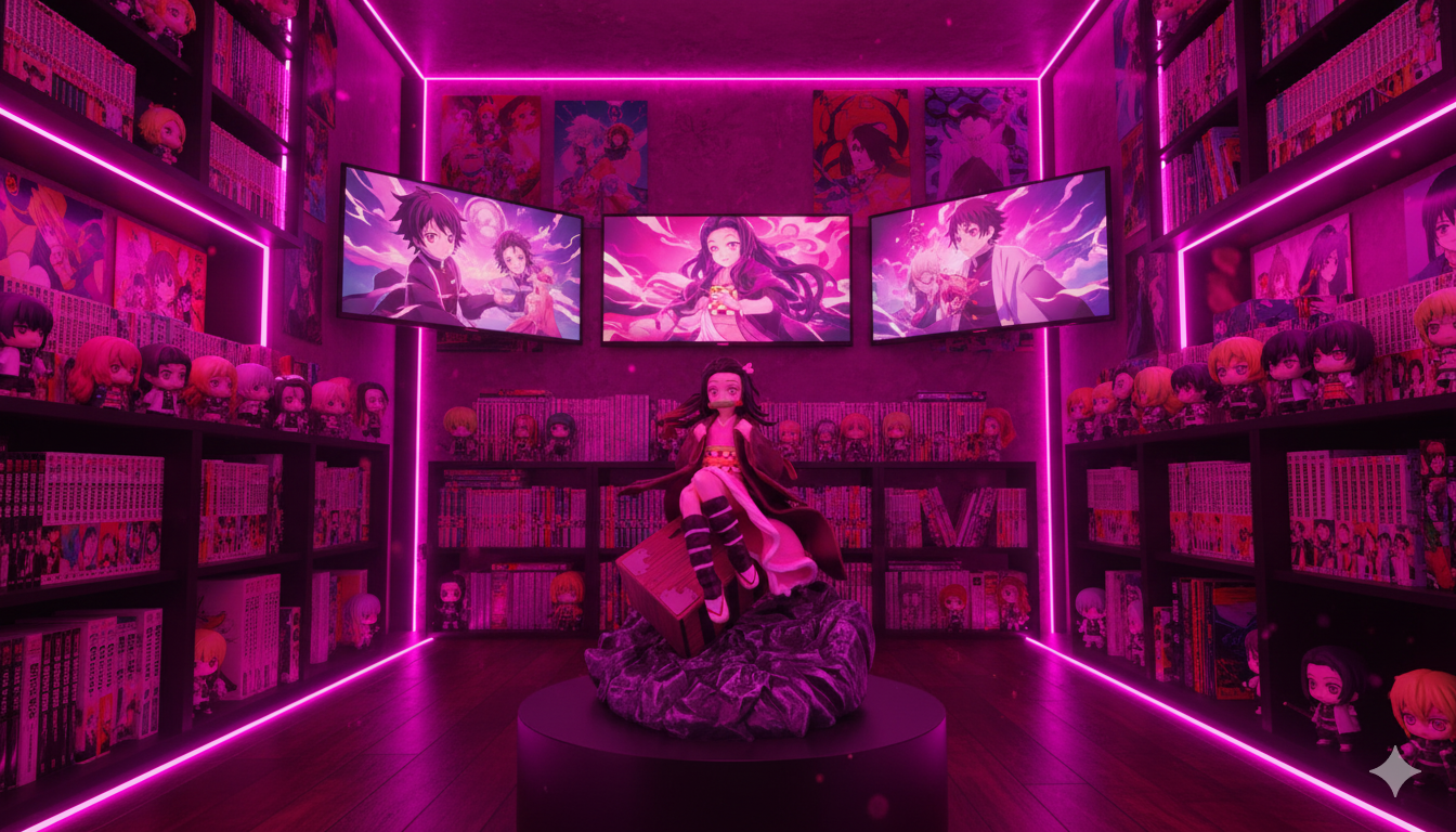 Estatua de Colección Nezuko en Escena de Batalla