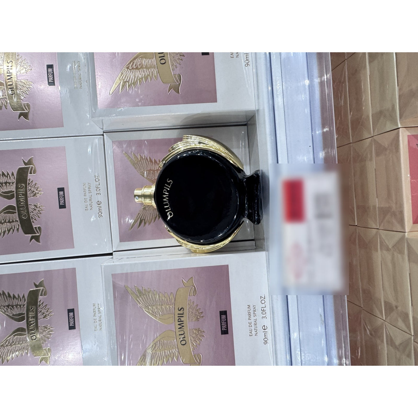 Perfume Olumpils Parfum Eau de Parfum 90ml Presentación Caja Blanca con Alas Doradas