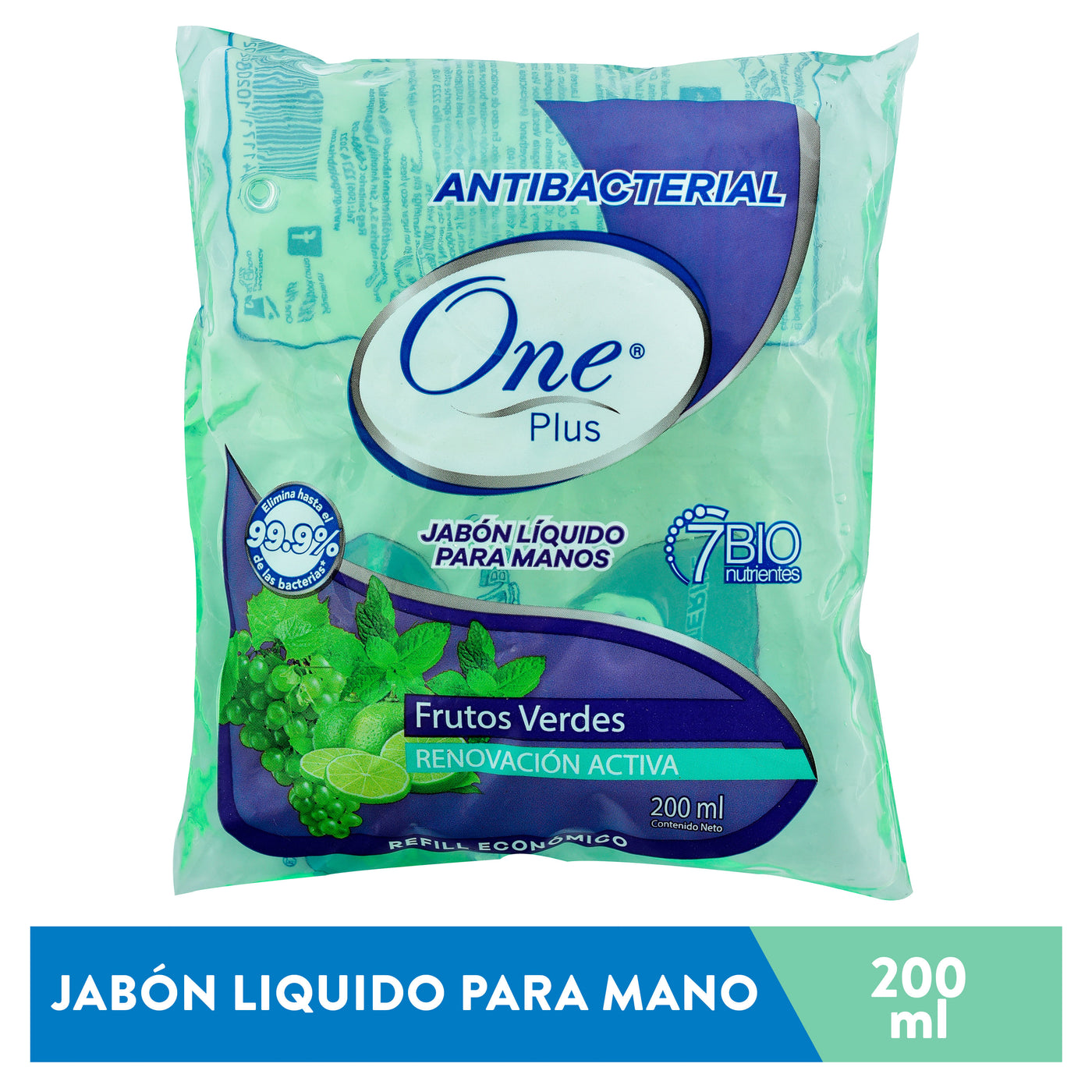 Jabón Líquido Oneplus Frutos Verdes Bolsa - 200ml