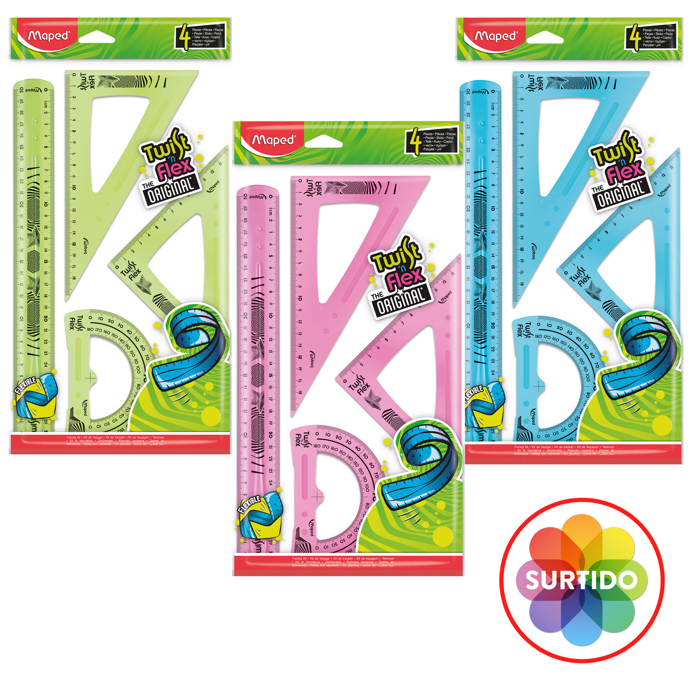 Juego Geometria Maped Twistn Flex 4 Piezas 30 Centimetros