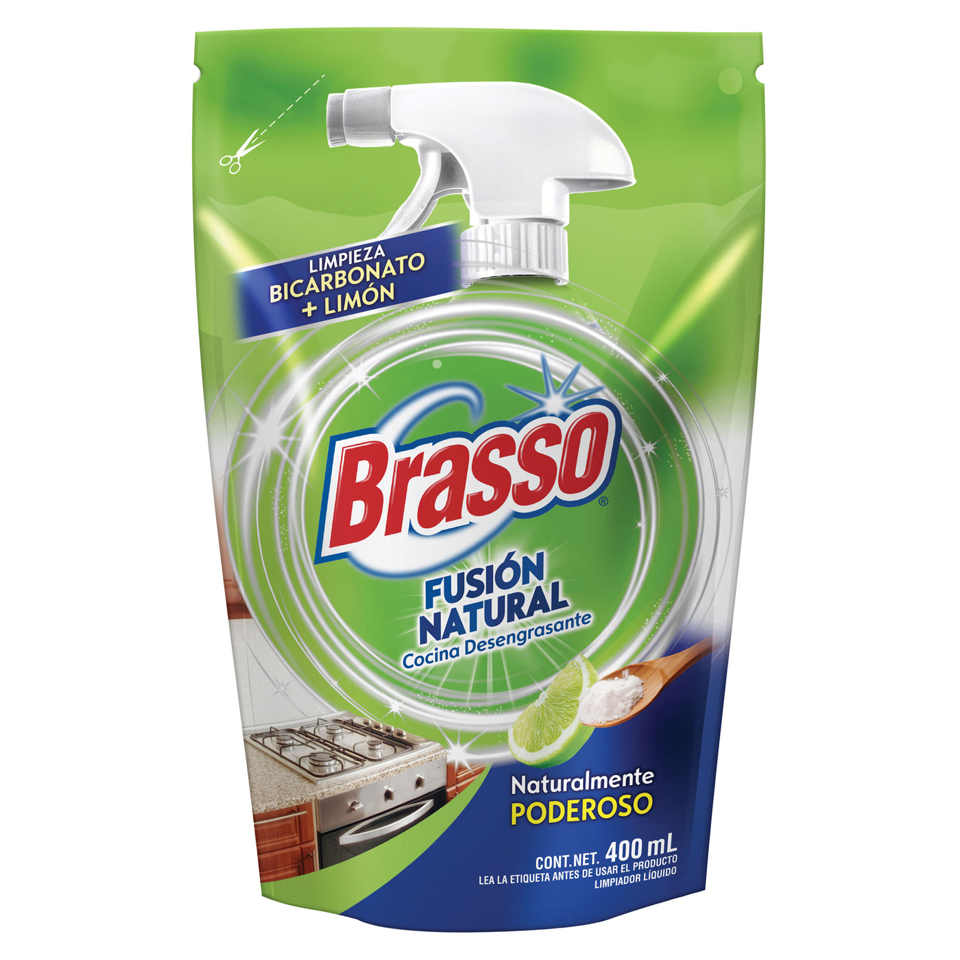 Limpiador Brasso Antigrasa Fusión Natural Doypack - 400 Ml
