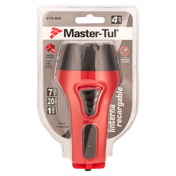 Linterna Master-tul Recargable De 4 Led Modelo Stg-809 - Unidad