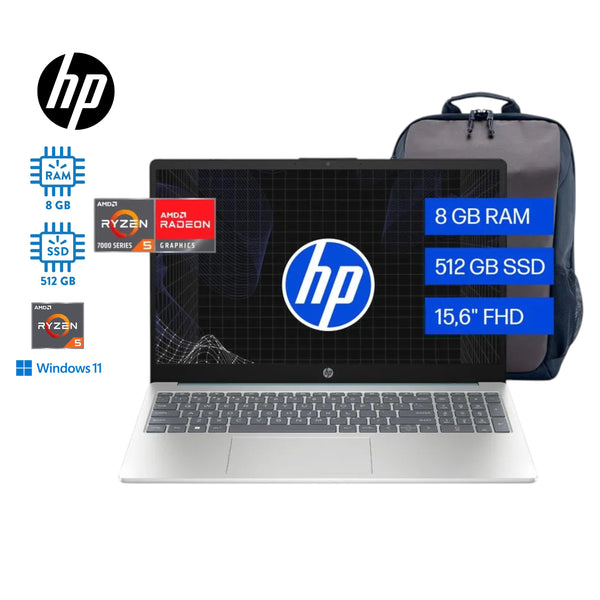 Laptop HP Procesador Ryzen 5 Fc0250la 8GB RAM Y 512gb Almacenamiento - 15.6 Pulgadas