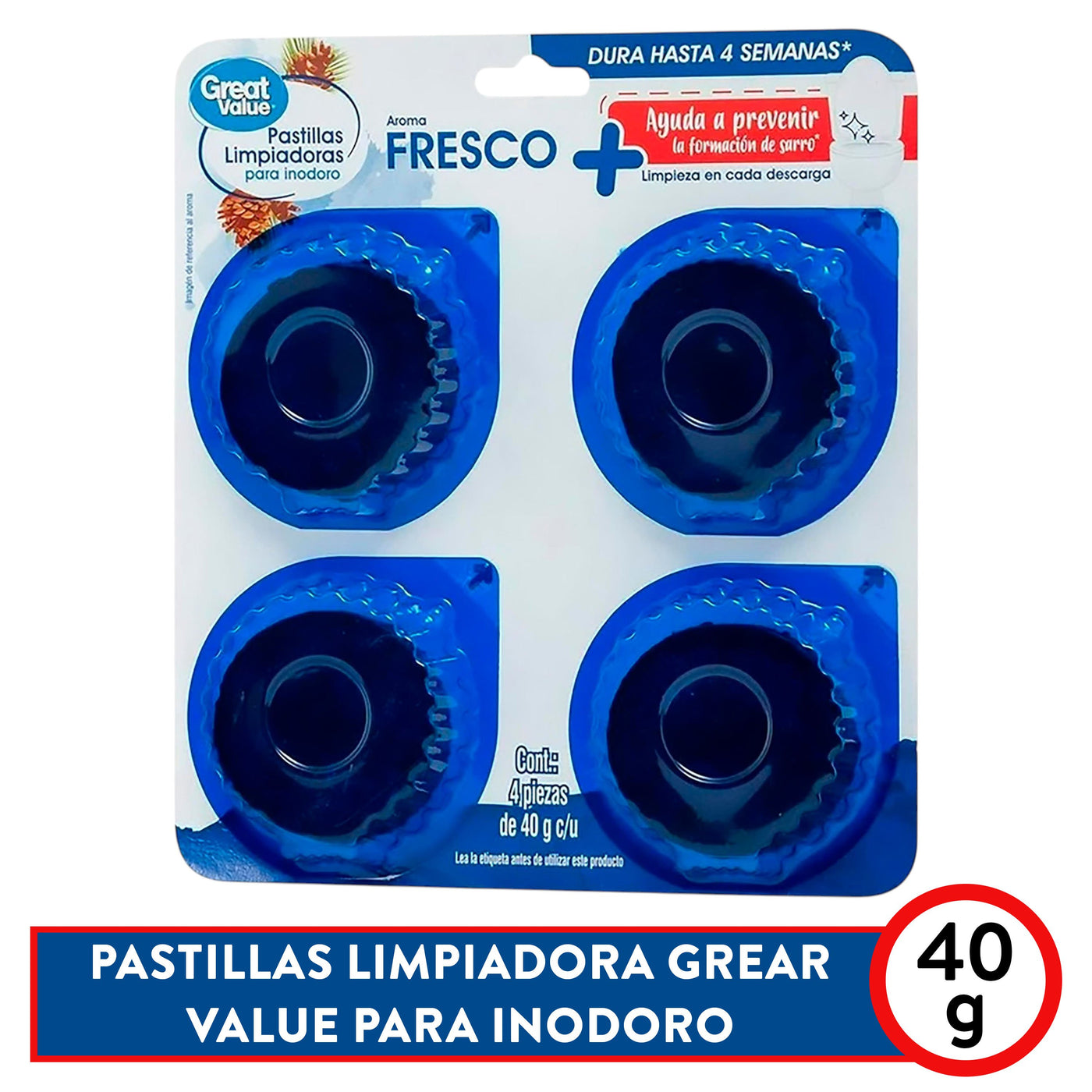 Pastilla Limpiadoras Great Value Azul 4 Pack - 40 G