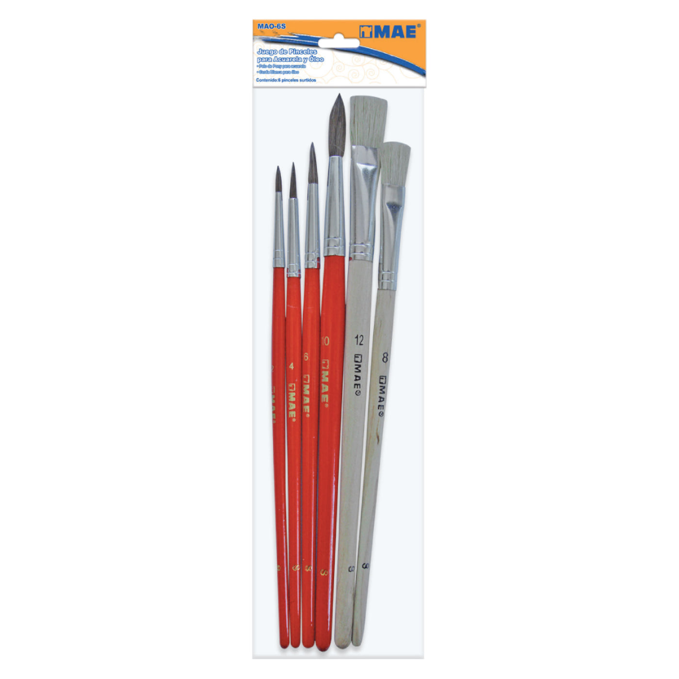 Pinceles Mae, Set Oleo Y Acurela -6 Uds