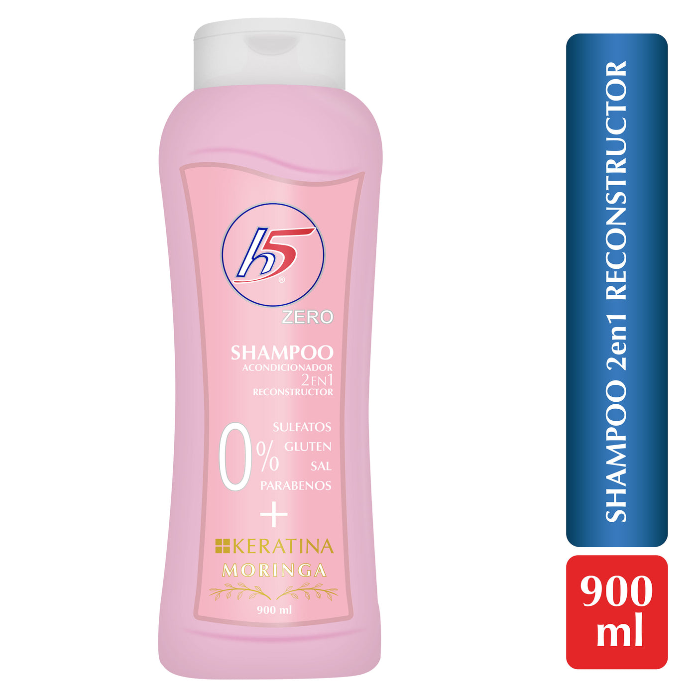 Shampoo H5 2en1 Reconstructor Con Moringa, Sin Glúten, Sal Y Parabenos - 900ml