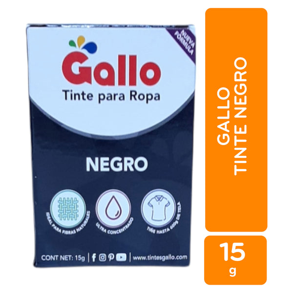 Tinte Gallo Para Ropa Color Negro - 15 G