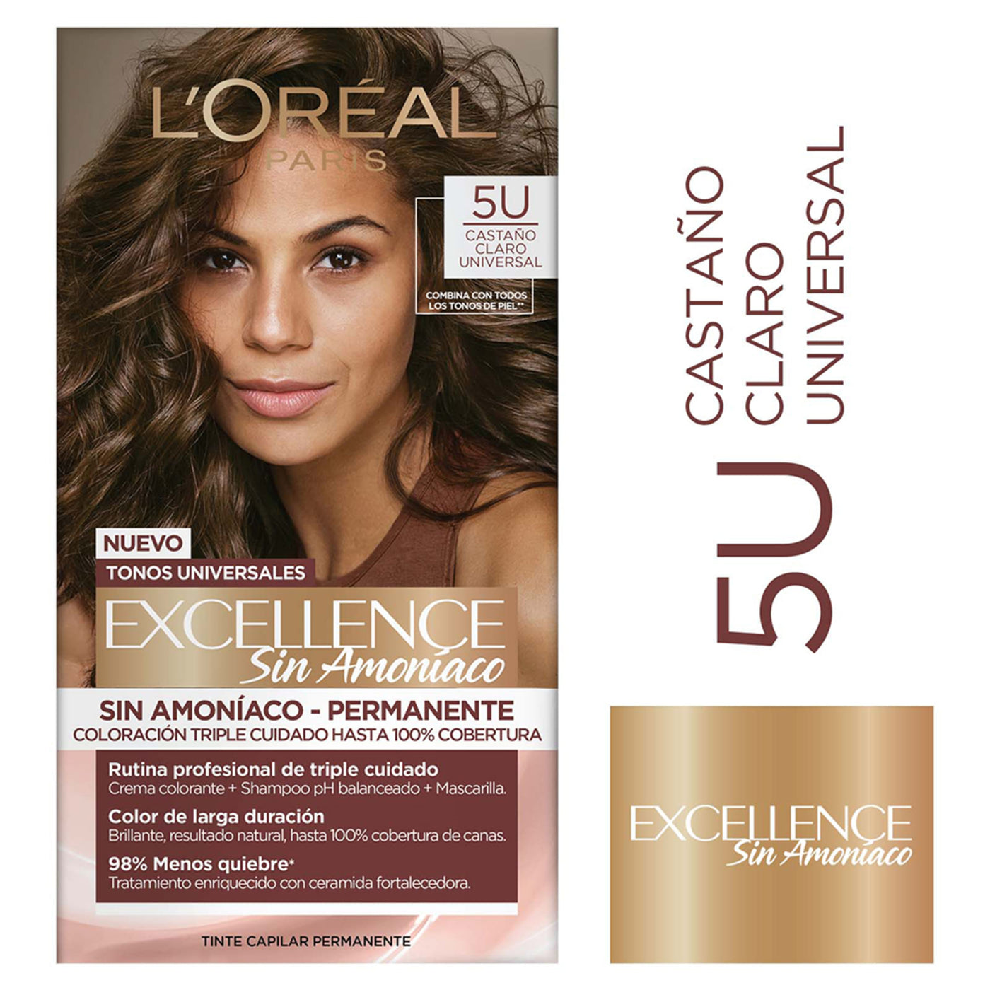 Tinte Para Cabello L´oreal Excellence Tono 5U Castaño Claro Universal